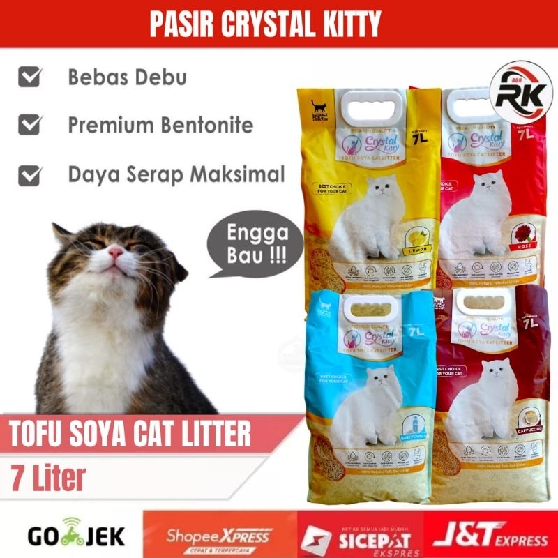 Jual Pasir Tofu Crystal Kitty Premium Cat Litter Gumpal Wangi 7 Liter