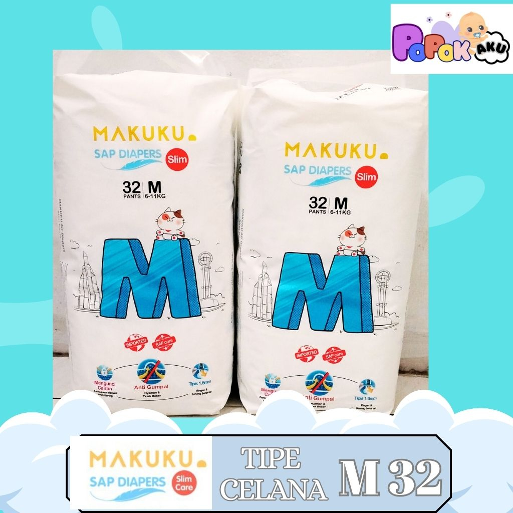 Jual MAKUKU Air Diapers Slim Pants M32 | Shopee Indonesia