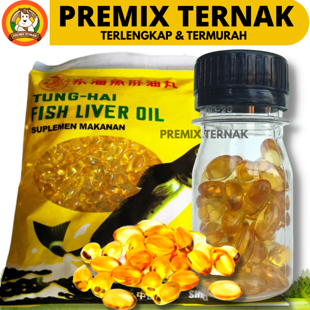Jual MINYAK IKAN 1 BOTOL (50Capsul) Fish Liver Oil & Vitamin Untuk