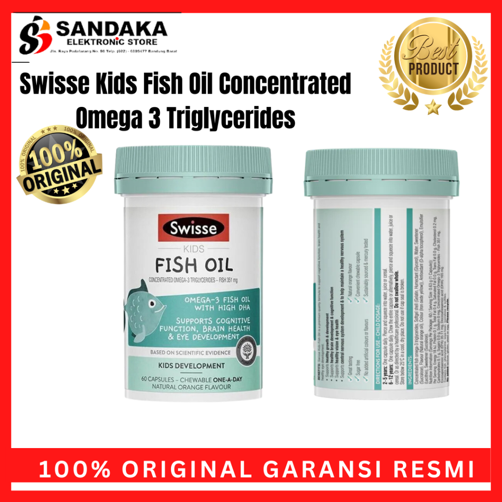 Jual Swisse Kids Fish Oil 60 kapsul vitamin minyak ikan anak Omega 3DHA