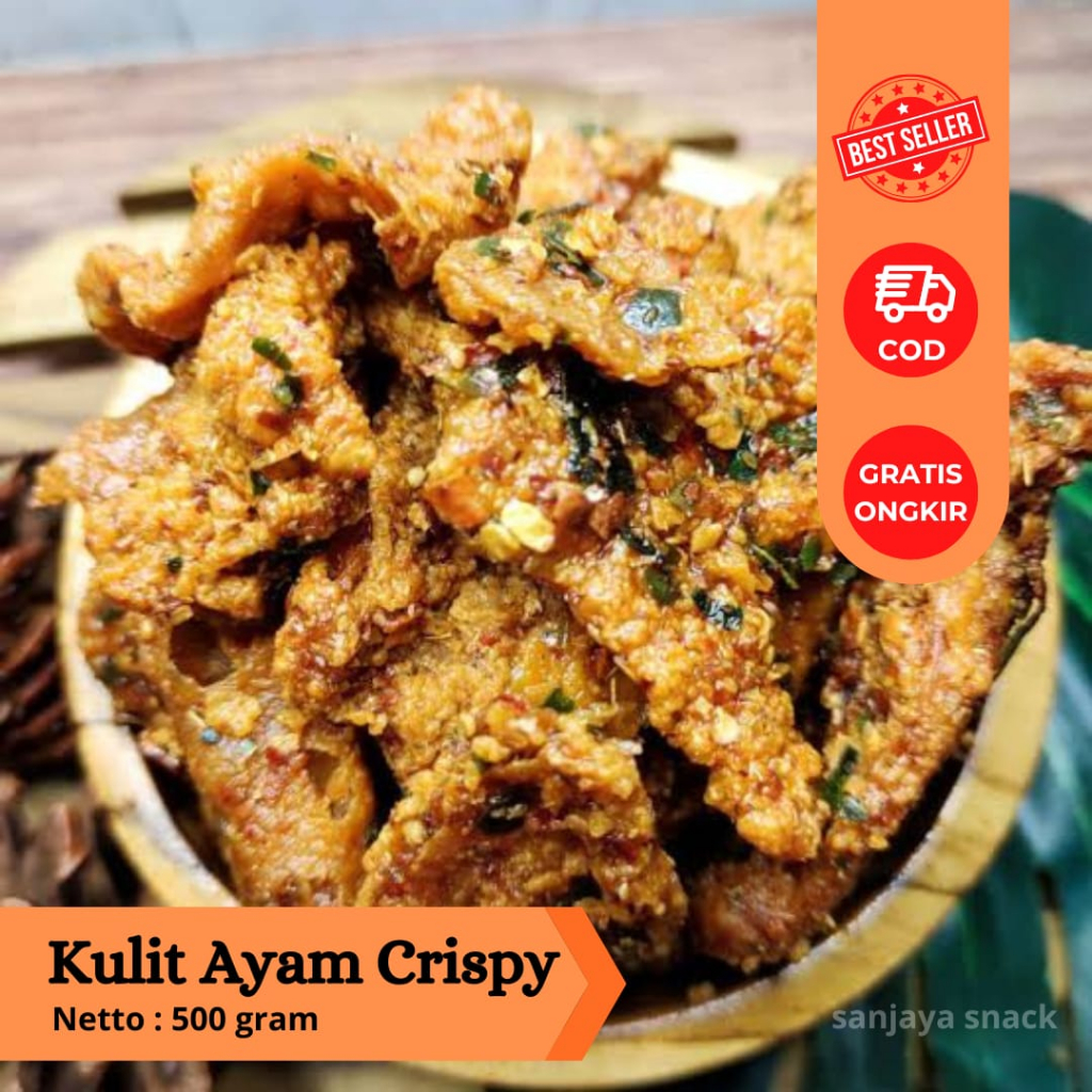 Jual Kulit Ayam Crispy 500 Gram Pedas Daun Jeruk Dan Original Gurih