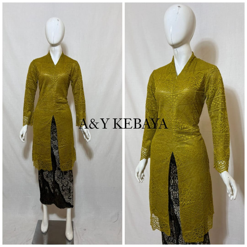 Jual Kebaya Modern V Neck Brokat Malika Premium Kebaya Brokat Wisuda