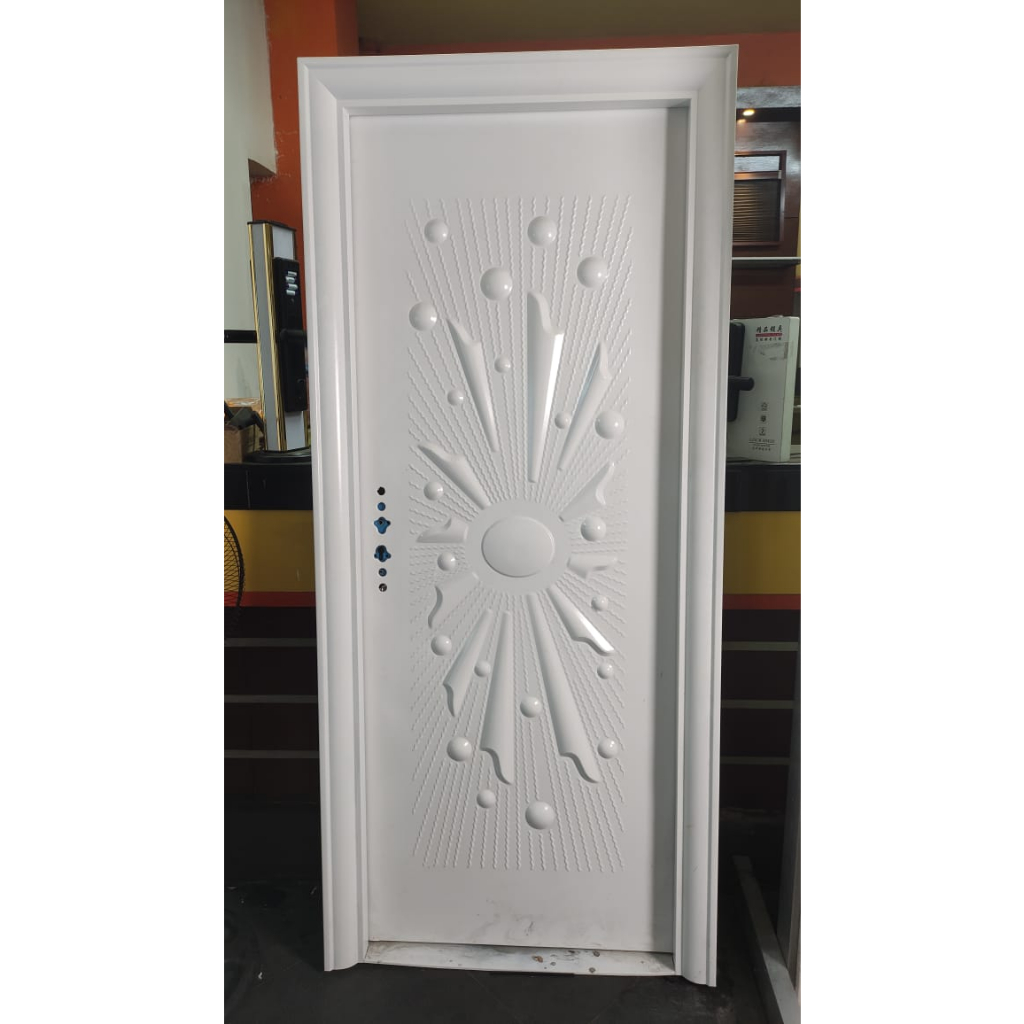 Jual Pintu Utama / Pintu Rumah Motif Bunga Matahari Warna Coklat /Pintu