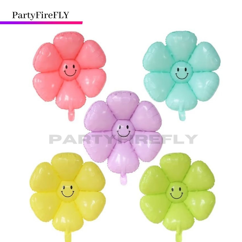 Jual Balon Foil Mini Karakter Bunga Daisy Smile Ukuran Balon Bunga