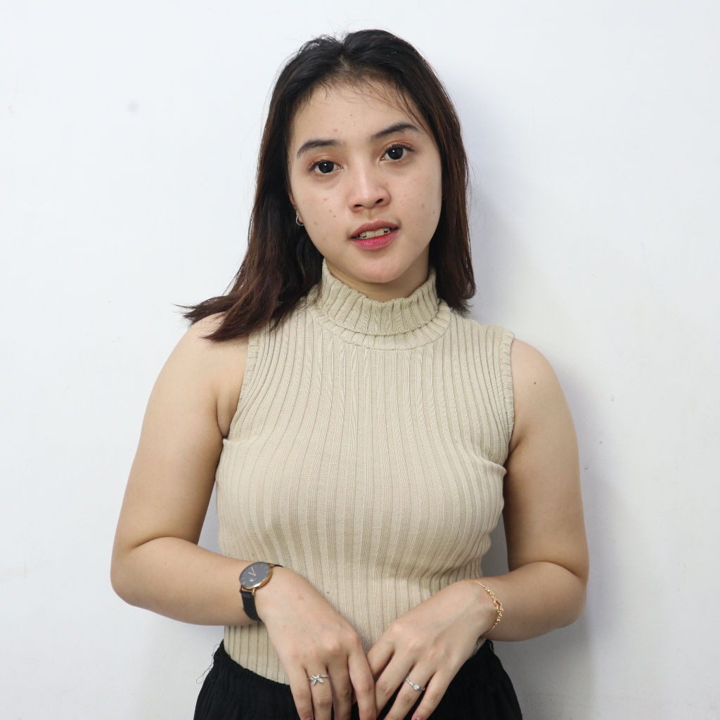 Jual Turtle Neck Tanktop Rajut / Tank top kerah tinggi rajut wanita ...