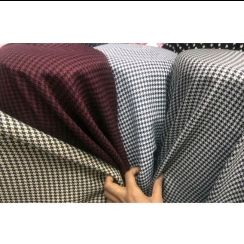 Jual bahan kain semi wool Hounsdtooth garment semi stretch | Shopee ...