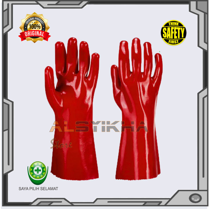 Jual Sarung tangan PVC RED GLOVE 35 CM murah/ Sarung Tangan PVC ...