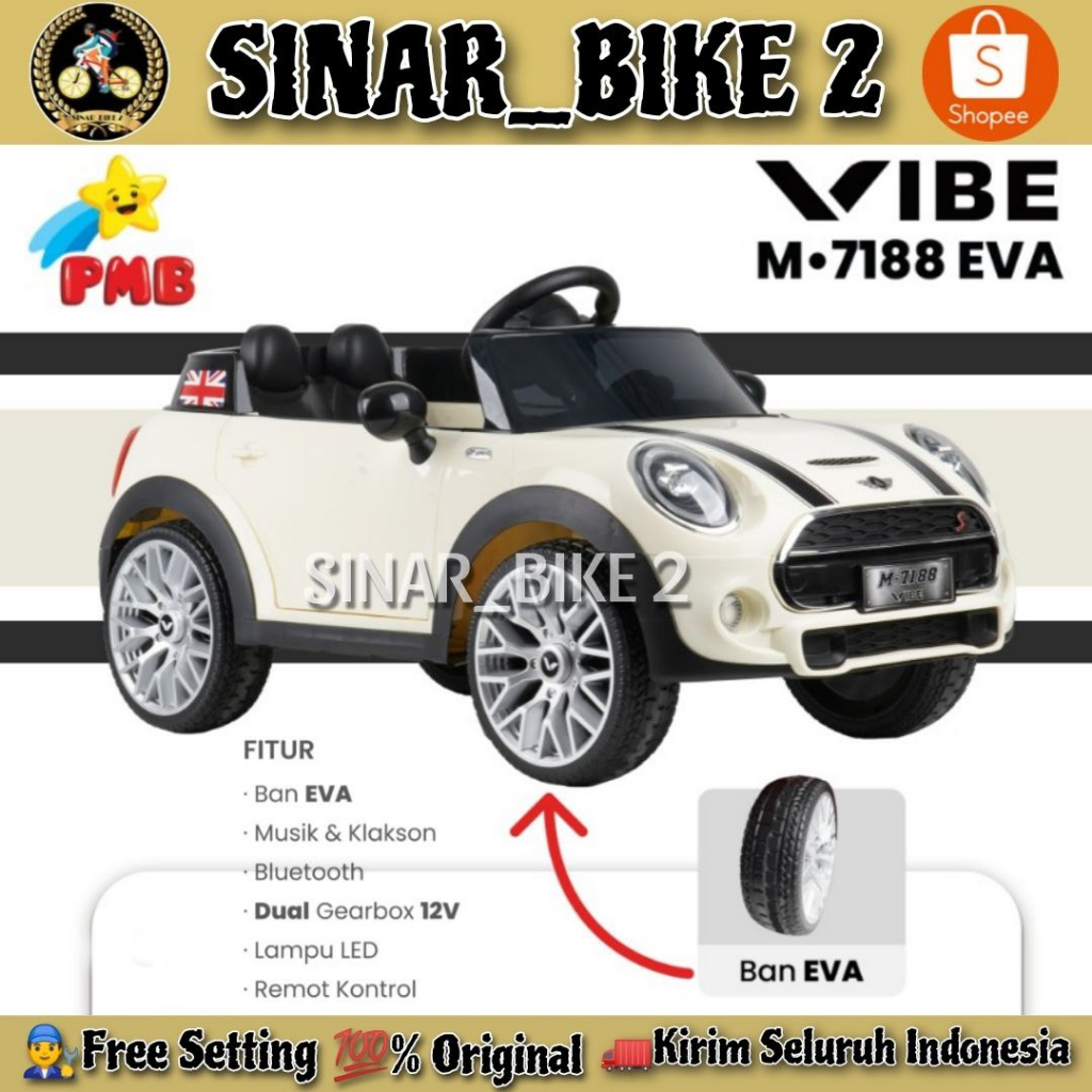 Jual Mainan Mobil Aki Anak Mini COOPER Pmb M-7188 & M-7188 EVA Dual ...