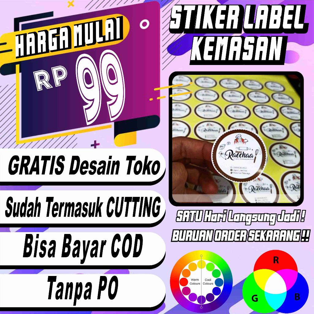 Jual Cetak Stiker Cromo Label Olshop Makanan Minuman Murah Sudah