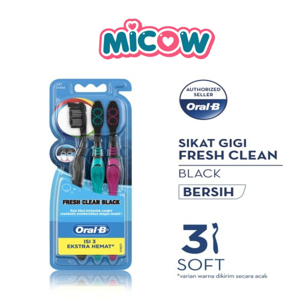 Jual Oral-B Sikat Gigi Fresh Clean Black Soft 3pcs Sikat Gigi Dewasa ...