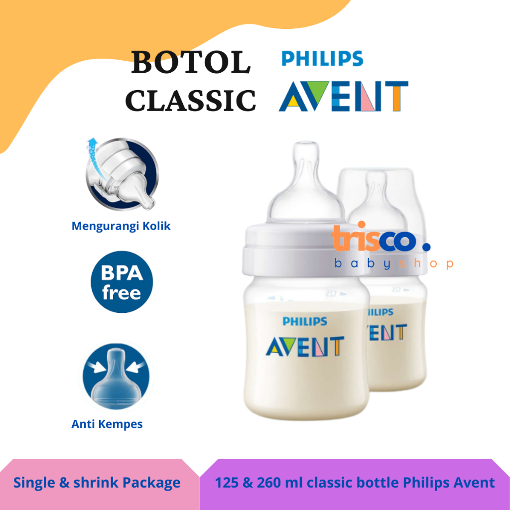 Jual Philips Avent Botol Susu Classic Plus 125 Ml Dan 260ml | Shopee ...