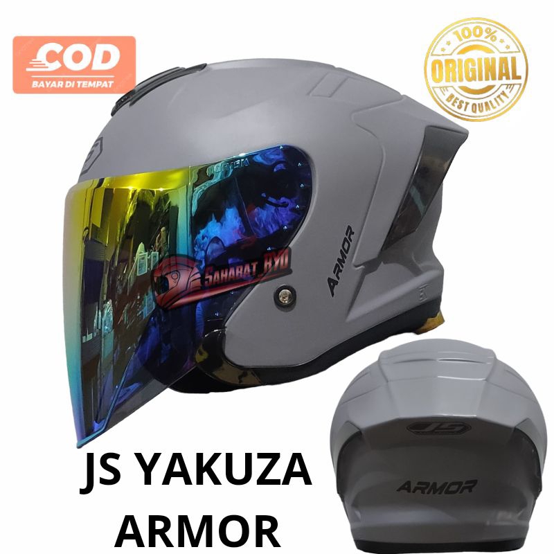 Jual Helm Hallface Js Yakuza Armor Paket Ganteng Sni Kaca Flat Silver