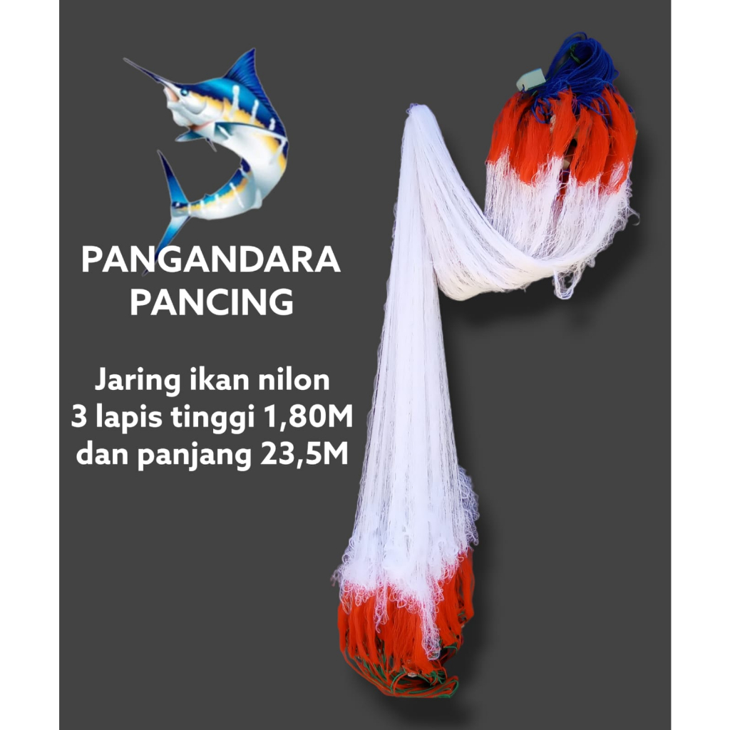 Jual Jaring Ikan Nilon Siap Pakai 3 Lapis Tinggi 1 80m Panjang 23 5m