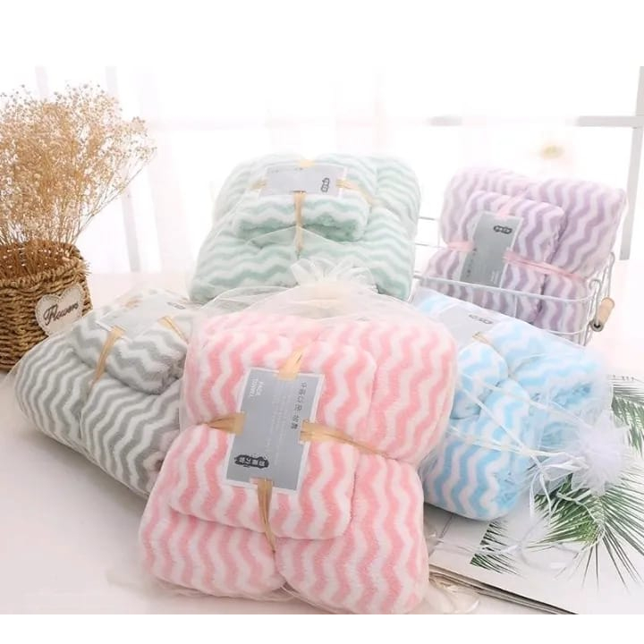 Jual Handuk Set Korea ISI 2 MOTIF GARIS (Handuk Mandi & Handuk Muka ...