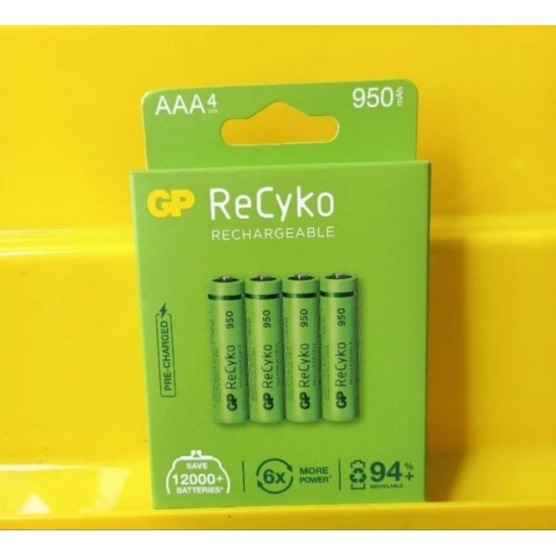 Jual BATERAI GP CHARGER RECYKO AAA 950Mah BP4 ORIGINAL 100% | Shopee ...