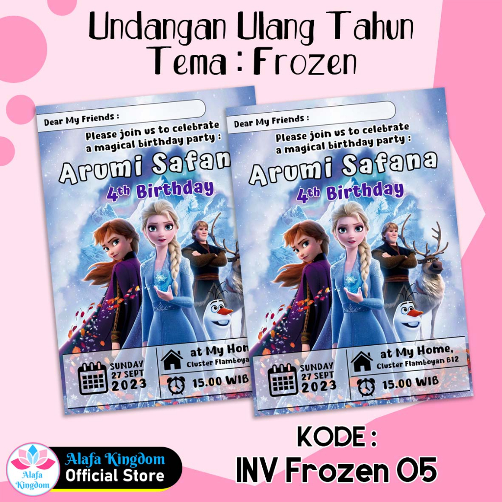 Jual alafakingdom - Undangan Ultah Ulang Tahun Anak Frozen / Birthday