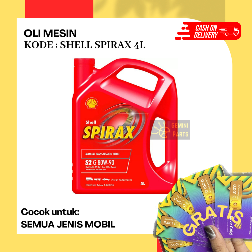 Jual OLI SHELL SPIRAX MANUAL TRANSMISI S2 G 80W-90 4LITER GALON ...