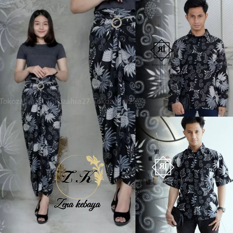 Jual Couple Batik Modern Rok Lilit Dan Kemeja Couple Pasangan Lamaran ...