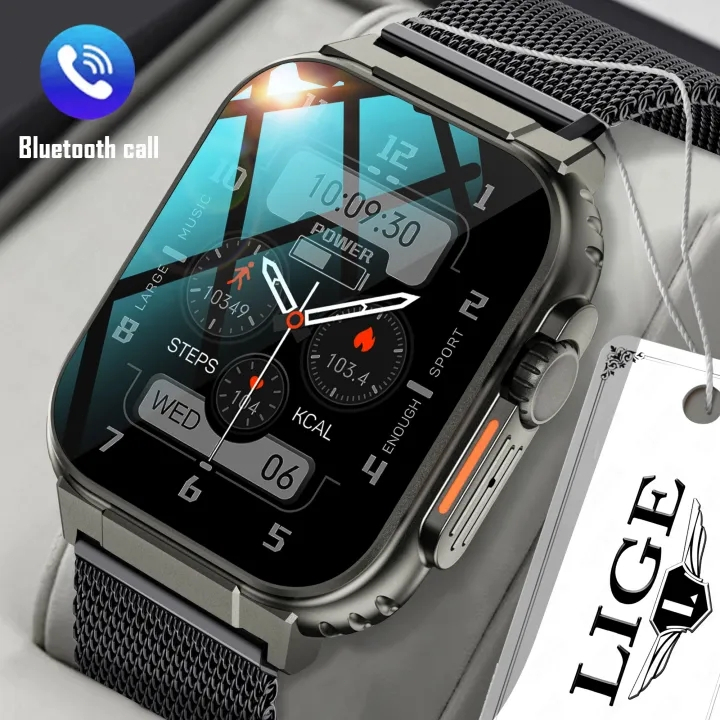 Jual LIGE Pintar Jam Tangan Pria 1,96 inci sentuhan penuh 600mAh