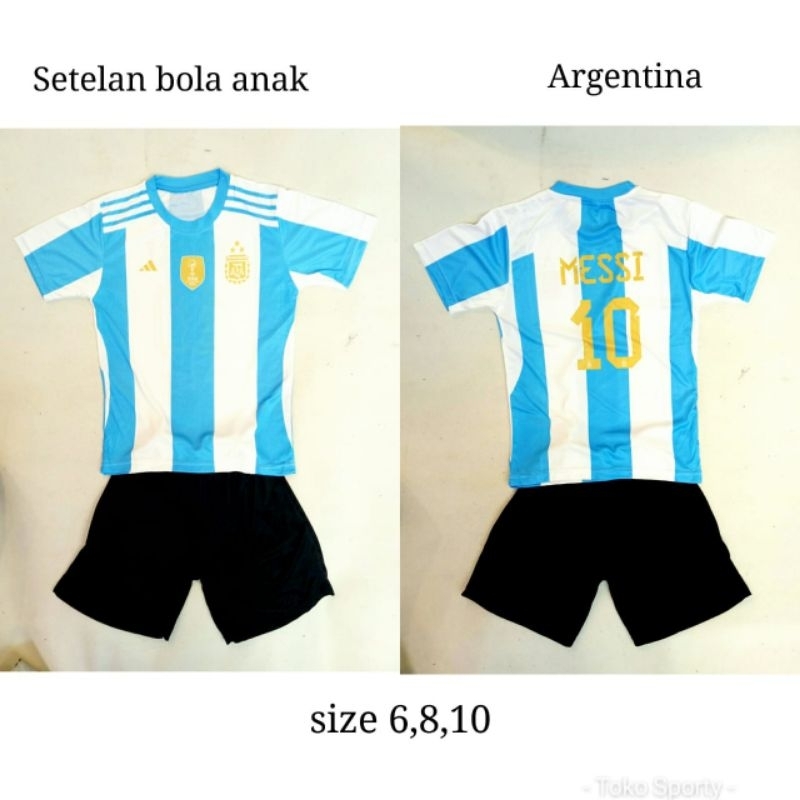 Jual Jersey Bola Anak Argentina Home 23/24 Kids Lokal MESSI 10 | Shopee