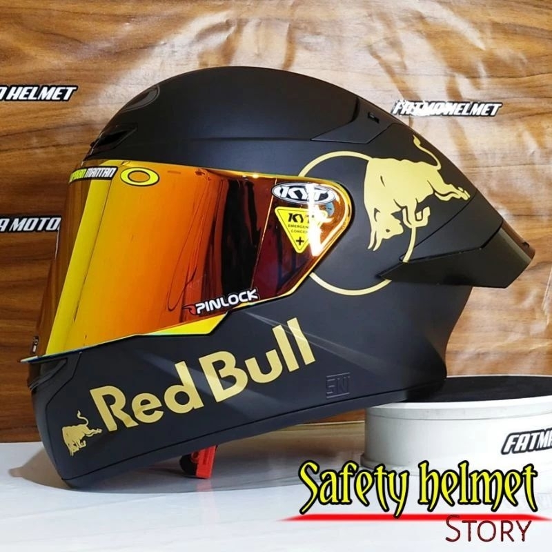 Jual KYT TT CORSE Motif Red Bull Paket Ganteng Helm Full Face Hitam
