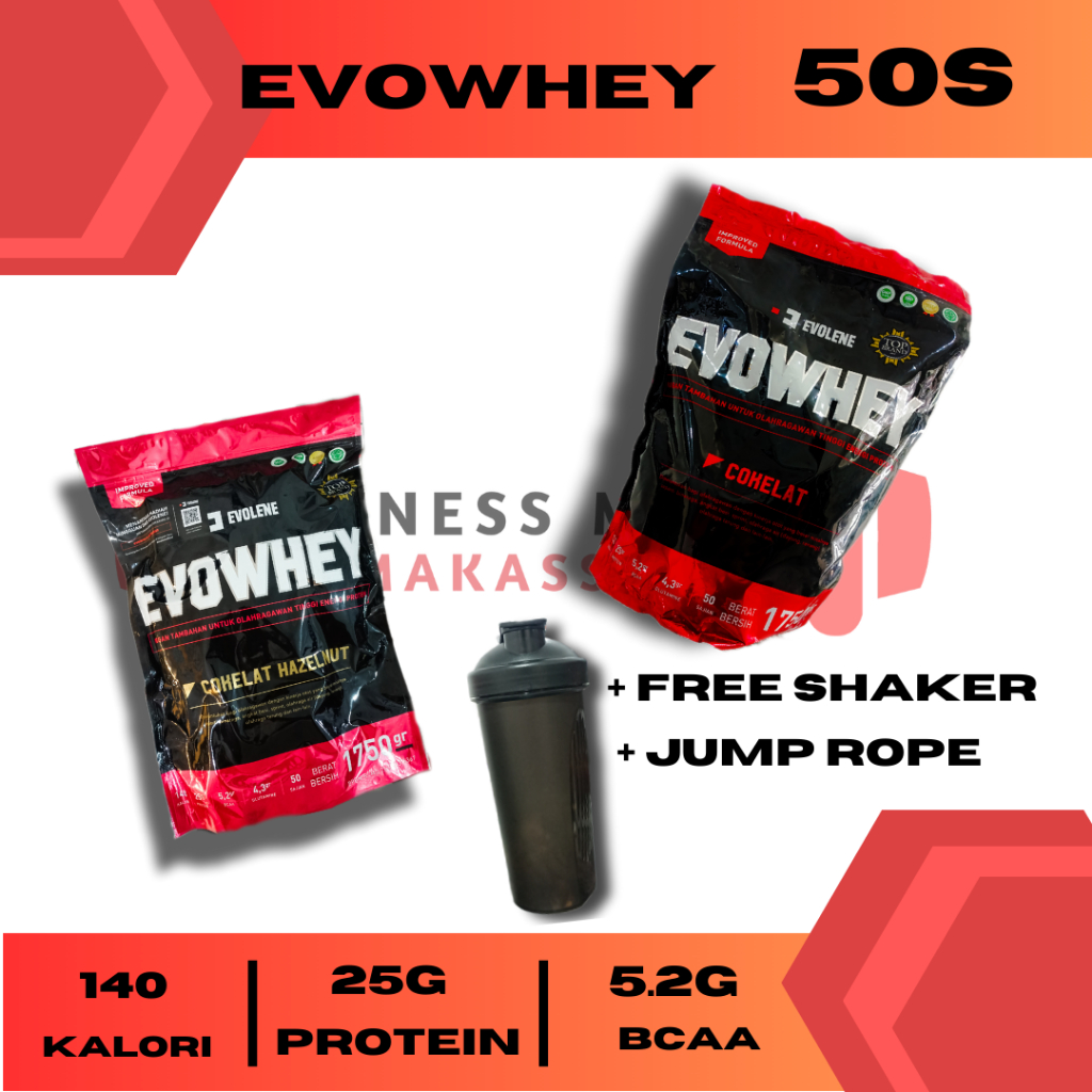 Jual EVOLENE EVOWHEY 50 SACHET / SASET , HALAL, BPOM, LABDOOR, GMP, ISO