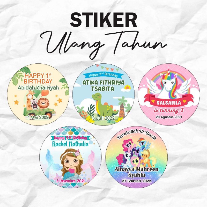 Jual (ukuran 6 cm)stiker ulang tahun/stiker happy birthday/sticker