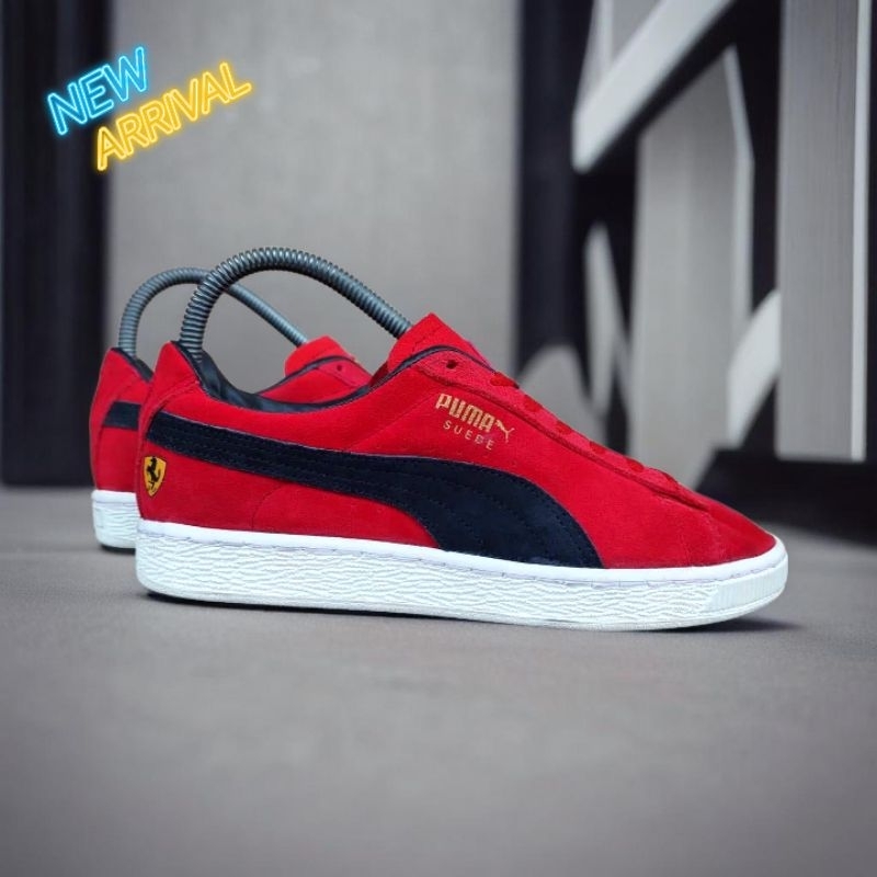 Jual Sepatu Suede Ferrari Red Black Original OEM Sneakers Pria | Shopee ...