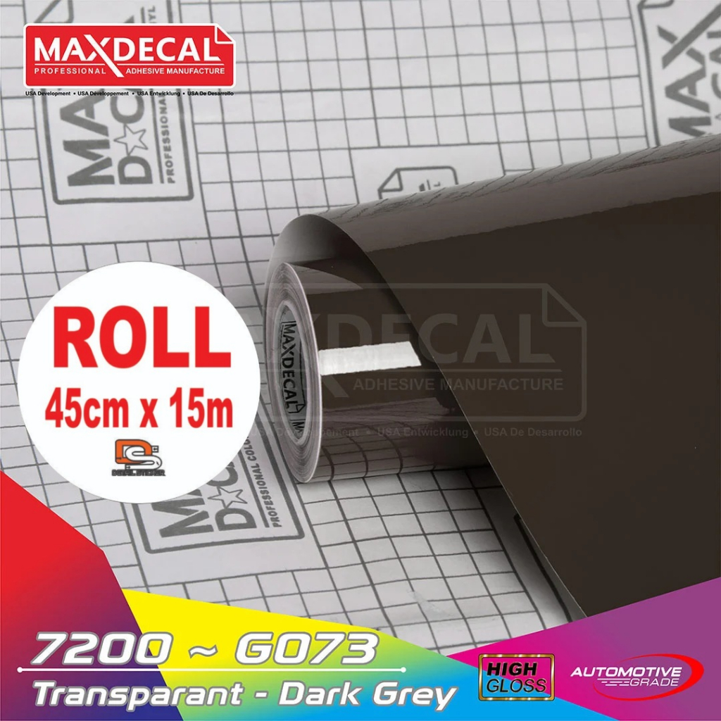 Jual ROLL Sticker Maxdecal 7200 G073 Transparant Dark Grey 45cm × 15m ...