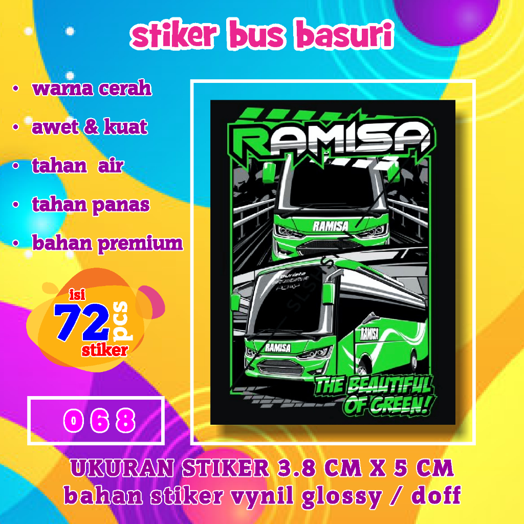 Jual stiker bus basuri ramisa [068] warna cerah kuat tidak luntur ...