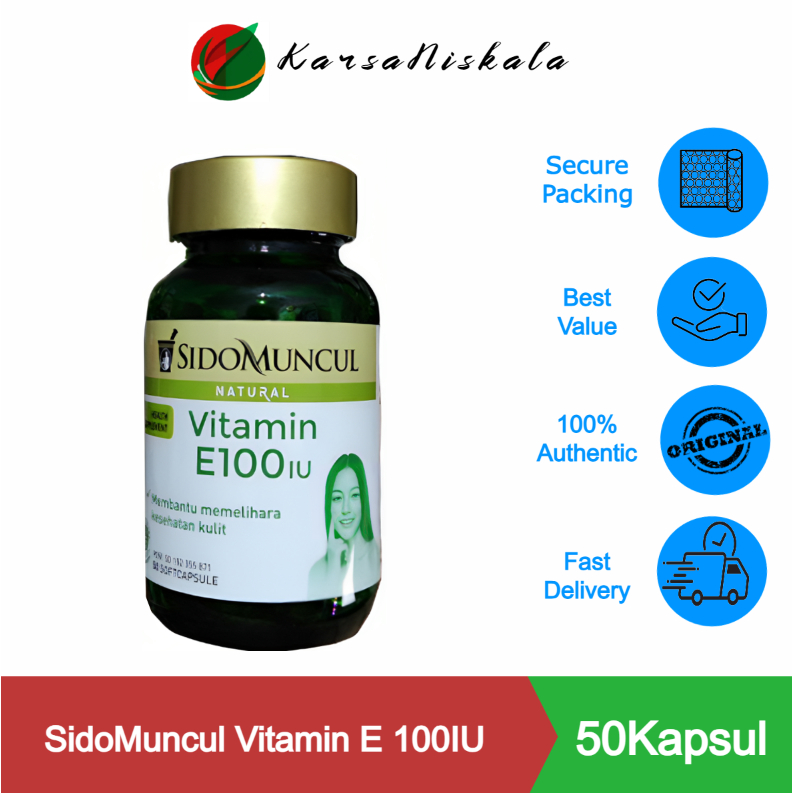 Jual SidoMuncul Natural Vitamin E 100 IU Soft Capsule 50 Kapsul Sido Muncul 100IU Shopee