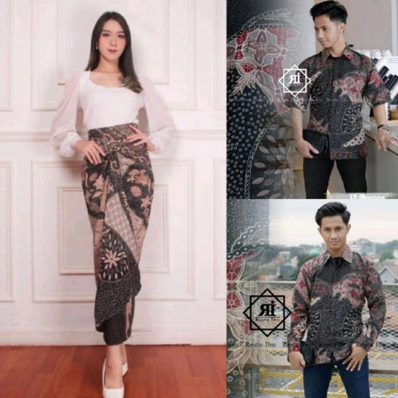 Jual Couple Kemeja Batik Pria Couple Rok Lilit Batik Katun Silk Couple Batik Kondangan Shopee 4765