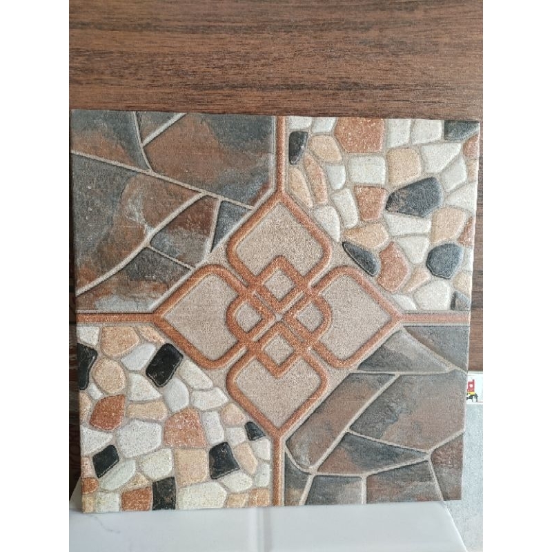 Jual KERAMIK 40X40 TAMAN / BATU ALAM WARNA COKLAT ABU MOTIF | Shopee