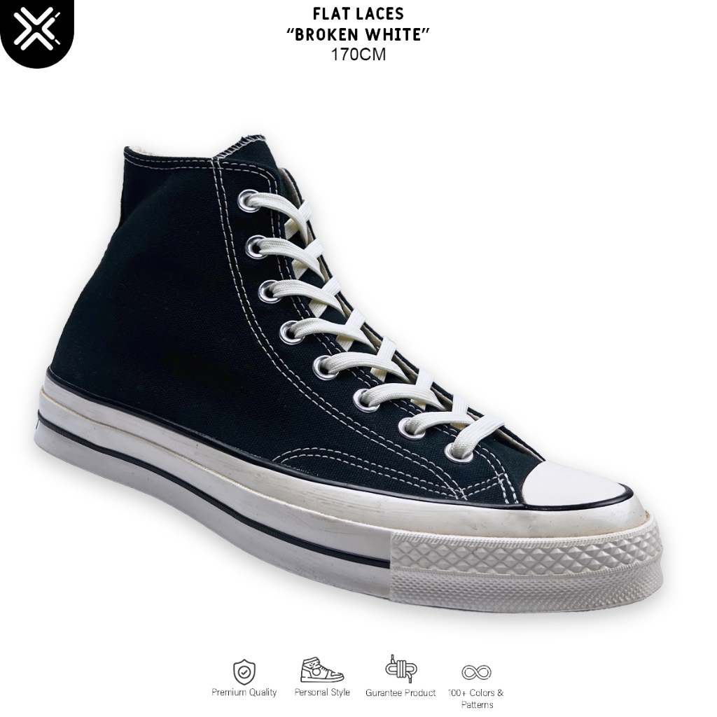 Jual TALI SEPATU CONVERSE 70S BROKEN WHITE (FLAT LACES) PREMIUM SHOELACES Shopee Indonesia