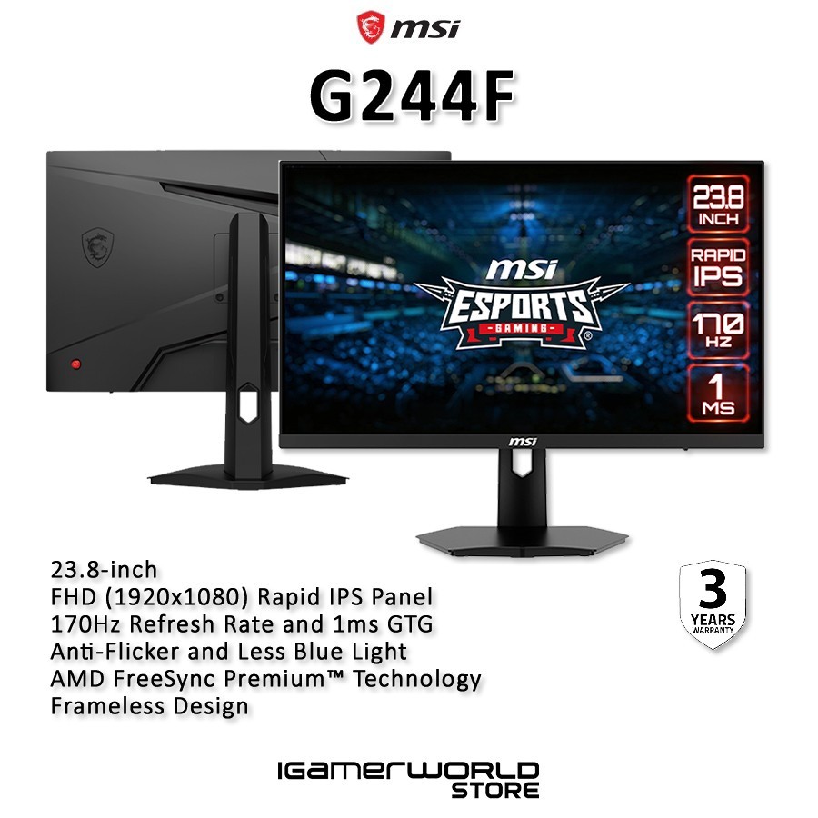 Jual MSI G244F 23.8 inch FHD 170Hz 1ms Rapid IPS Gaming Monitor ...