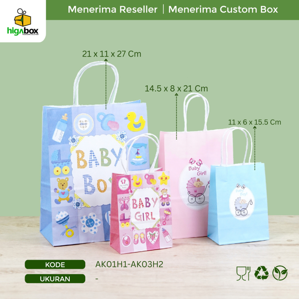 Jual Paper Bag Baby Boy / Paper Bag Baby Girl / Goodie bag Baby Boy / Goodiebag Baby Girl I