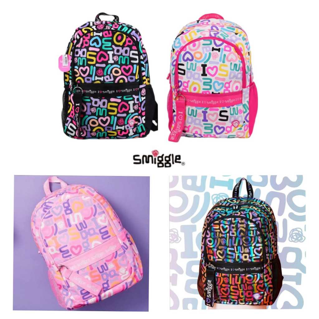 Jual Tas Sekolah Anak SD SMP I Love Smiggle Bag Black Backpack Ransel ...