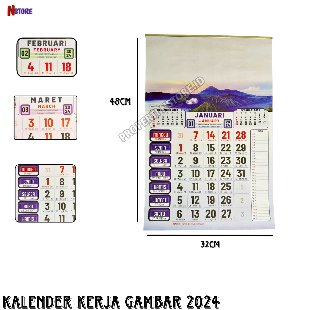 Jual Kalender Kerja Motif Kalender Kerja Ukuran Medium Gambar Kertas Hvs Warna Tahun 2024 