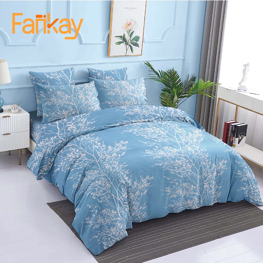 Jual Bed Cover Set Sprei Jeju Blue Ukuran Lengkap 90x200 200x200