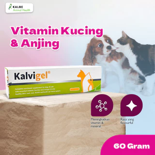 Kalvigel 60 Gram Multivitamin dan TAURINE Anjing Kucing meningkatkan IMUNITAS untuk Daya Tahan Tubuh, Penambah Nafsu Makan, Penggemuk Berat Badan, Kulit Sehat, Membantu Pertumbuhan, dan Bulu Indah