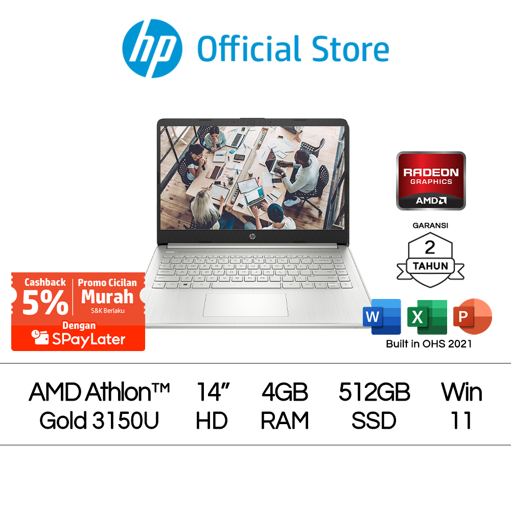 Jual Spaylater 0 Laptop Hp 14s Fq0564au Athlon Gold 3150u Radeon 4gb Ram 512gb Ssd W11 14 6122