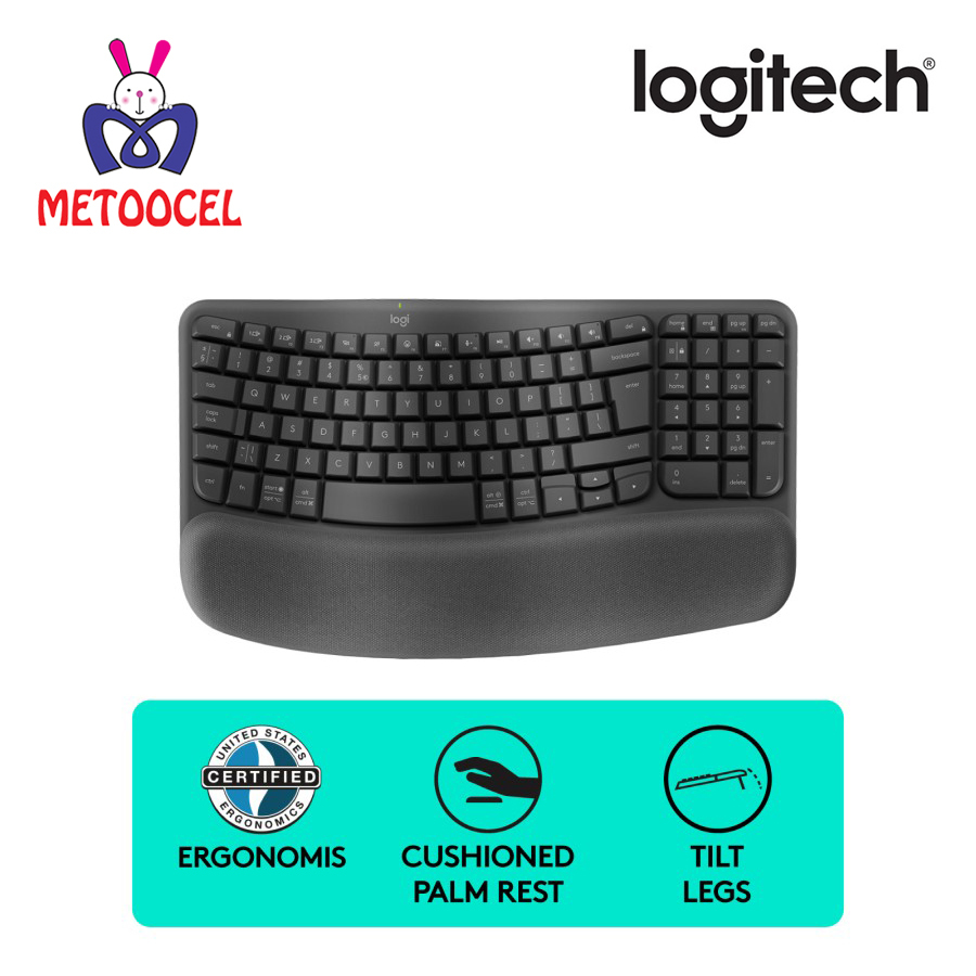 Jual Logitech Wave Keys Keyboard Bluetooth Ergo Series Wireless with ...