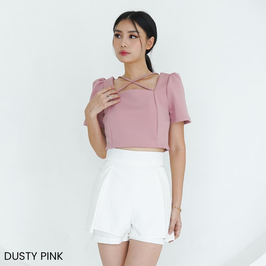 Jual Andie Square Neck Crop Top Prime Scuba - Atasan Baju Wanita ...