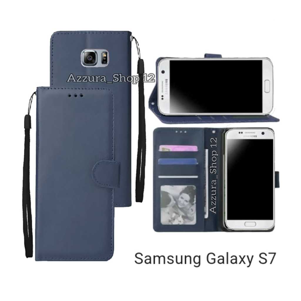Case Flip Untuk SAMSUNG GALAXY S7 BIASA Soft Case Flip Wallet Flip Cover  Leather Premium Casing Sarung Buku Hp