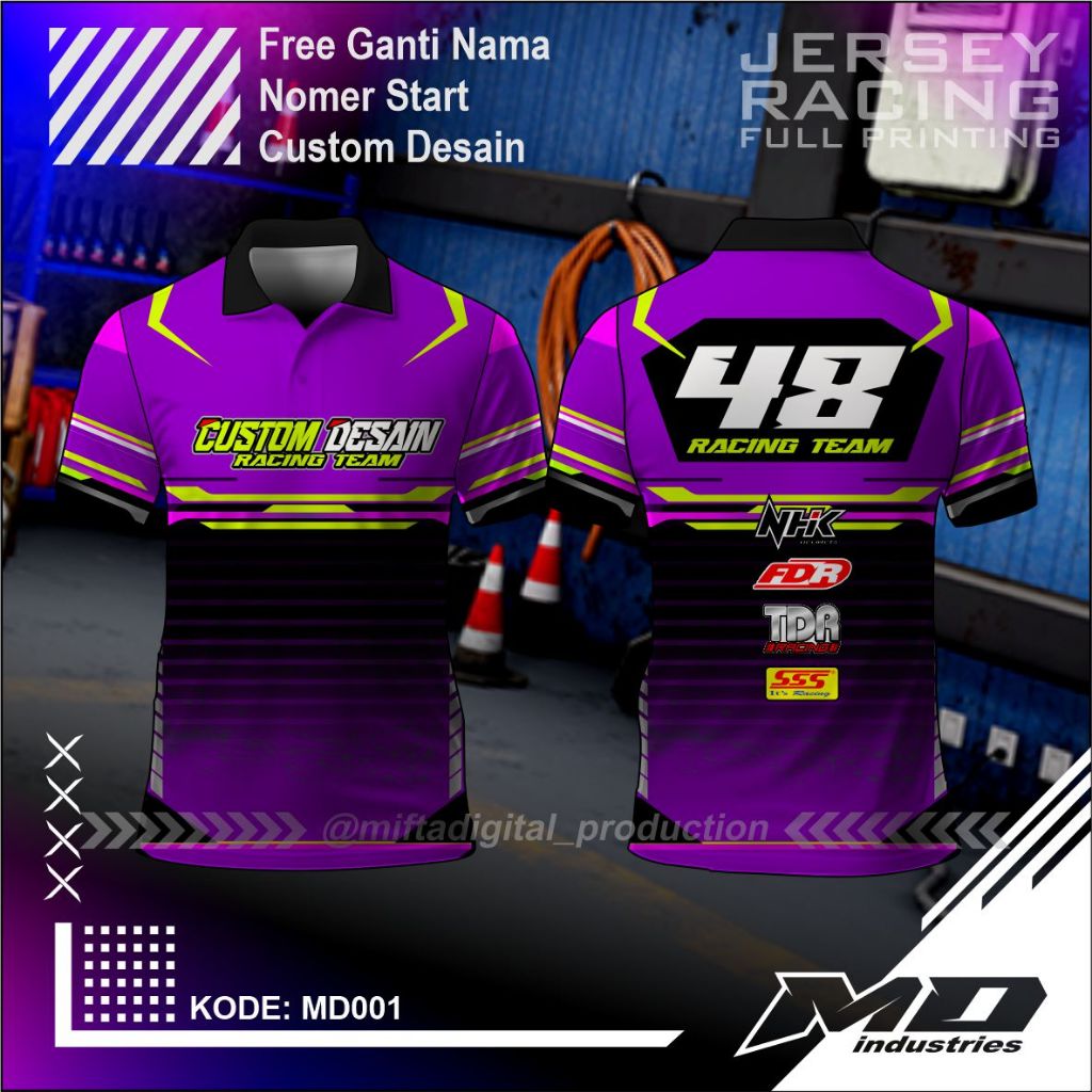 Jual Jersey Printing Racing Balap Kerah ( Custom Nama - Nomer ...