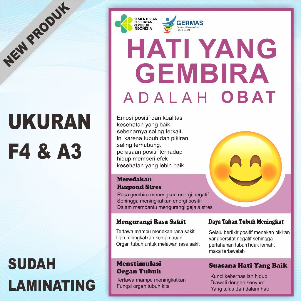 Jual Poster Kesehatan Hati Yang Gembira Adalah Obat Laminating Glossy Shopee Indonesia 