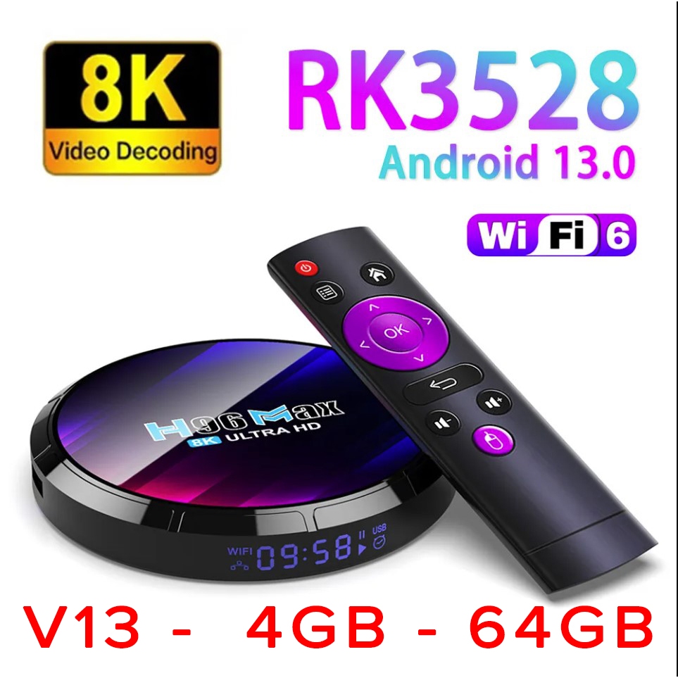 NEW TV Box 4K Android 13 H96 MAX 4GB 64GB 32GB Bluetooth Vidio Wifi  tipi dual mira cast 16GB channel terbaru hdmi wetv