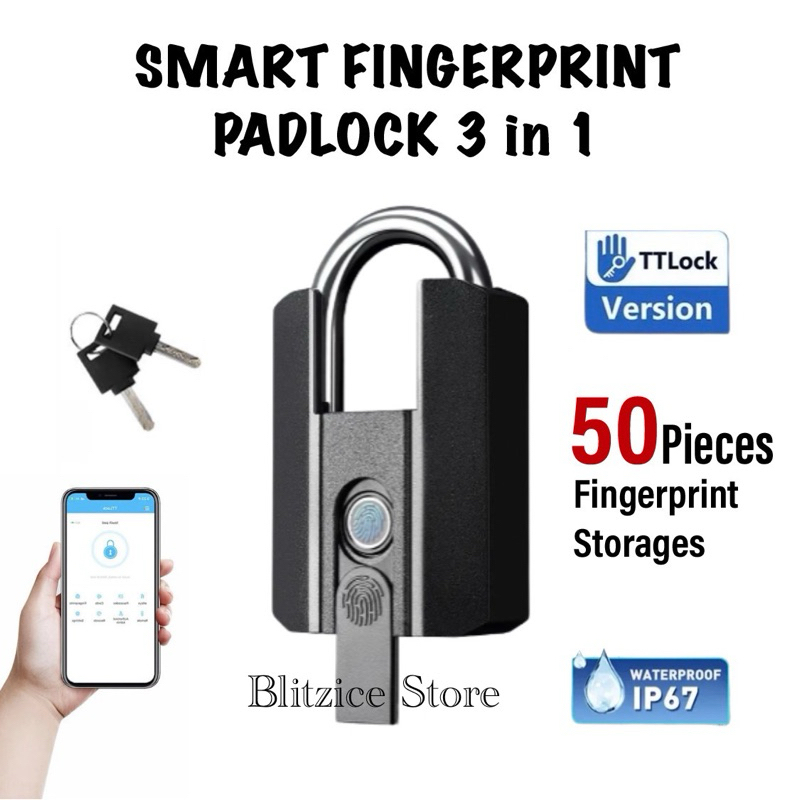 Jual Fingerprint Padlock Key TTLock Smart Lock Gembok Sidik Jari Kunci ...