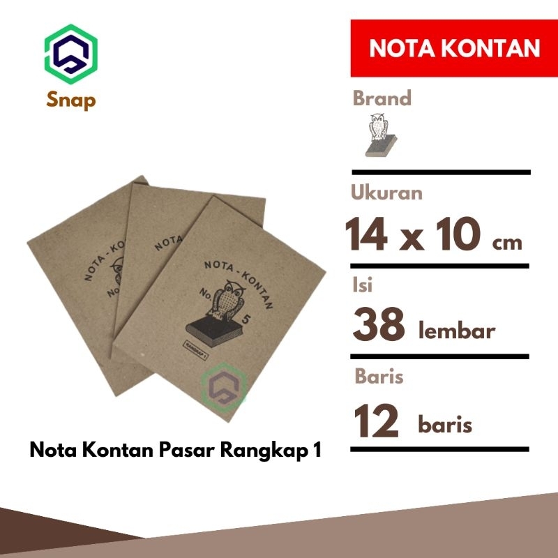 Jual Nota Bon Kontan Pasar 1 Rangkap 1 Ply Owl - 1 Buku | Shopee Indonesia