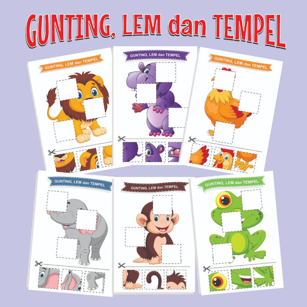 Jual PAKET Lembar Aktivitas Anak Gunting Lem Dan Tempel - Lembar ...